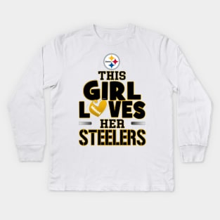 This Girl Loves He Steelers Kids Long Sleeve T-Shirt